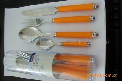 【手感餐具 塑料ABS軟膠 不銹鋼430】價格,廠家,圖片,刀叉,揭陽市榕城區新興明佳興不銹鋼制品廠-