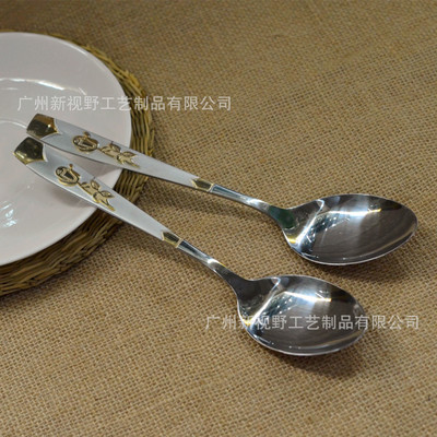 【【生產批發】不銹鋼餐具環保餐具金色玫瑰花紋餐刀】價格,廠家,圖片,刀叉,廣州新視野工藝制品-