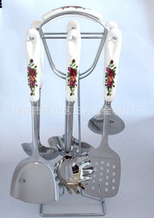 圖片揭陽三吉餐具廠專業生產白瓷花卉不銹鋼精致廚具七件組_揭陽市東山區三吉五金制品廠_商務聯盟